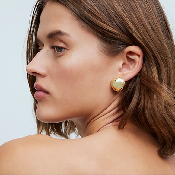 NIB Madewell Button Stud Earrings Color Pale Gold - Picture 4 of 4